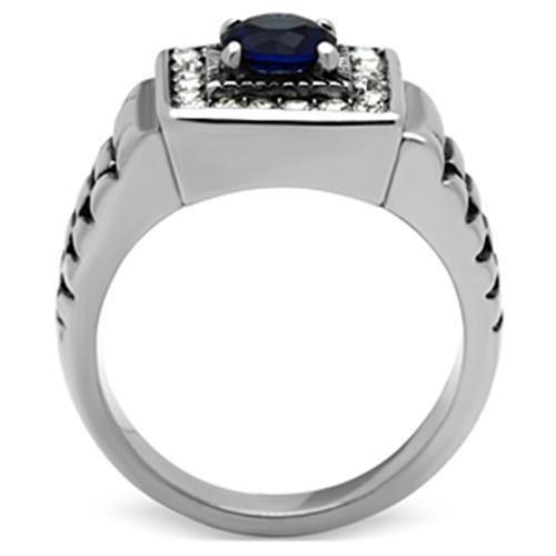 TK370 - High polished (no plating) Stainless Steel Ring with Synthetic Synthetic Glass in Montana-2