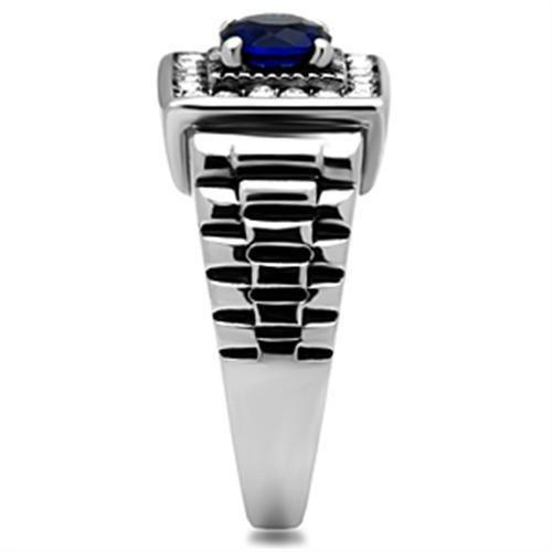 TK370 - High polished (no plating) Stainless Steel Ring with Synthetic Synthetic Glass in Montana-3