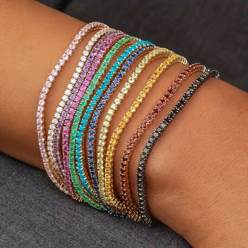 Set of 11 pcs Bohemian Style Shiny Bracelet Set for Women, Elastic Stretch Rhinestone Bracelet